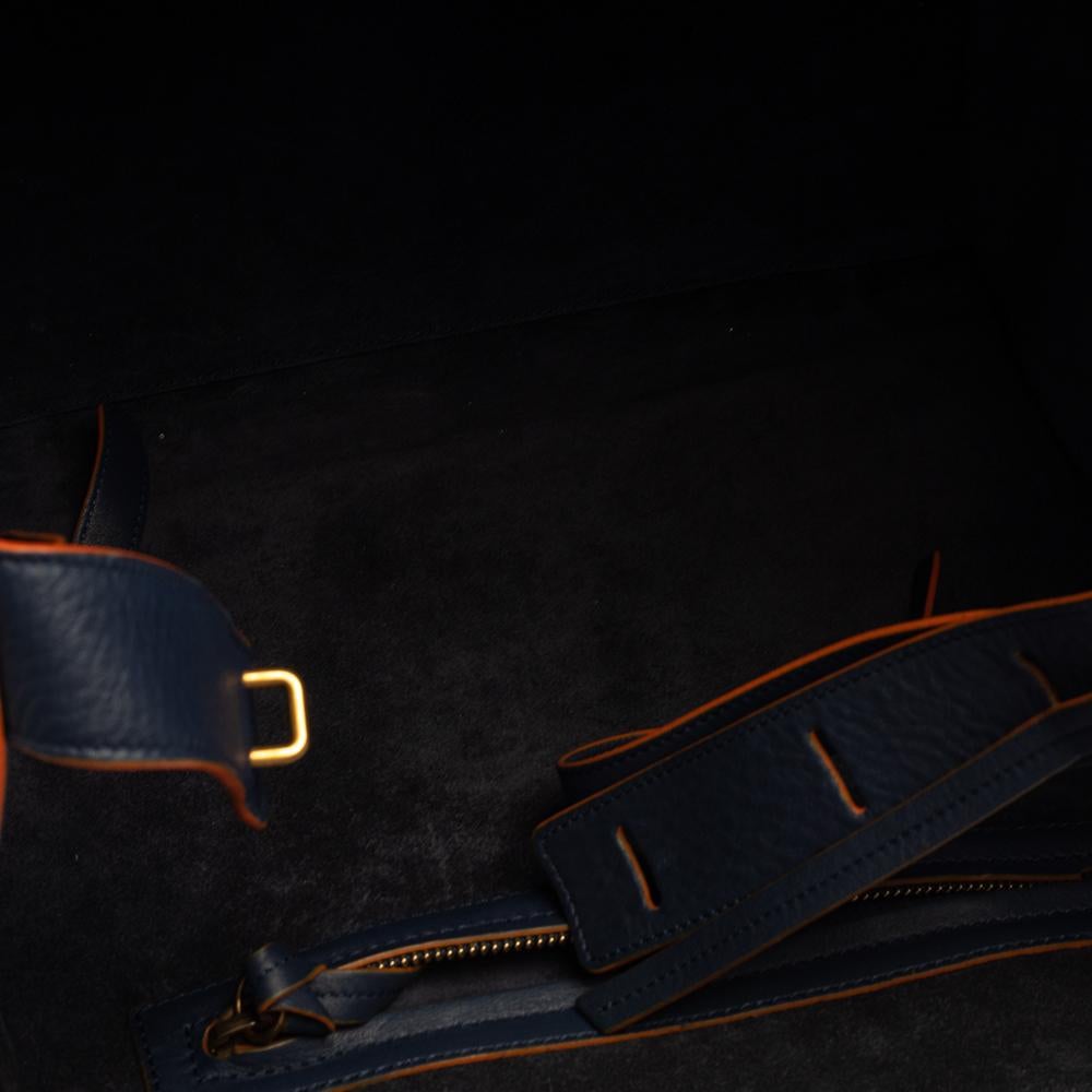 Black Celine Blue Leather Mini Phantom Luggage Tote