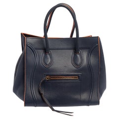 Celine Blue Leather Mini Phantom Luggage Tote