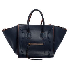 Celine Blue Leather Mini Phantom Luggage Tote