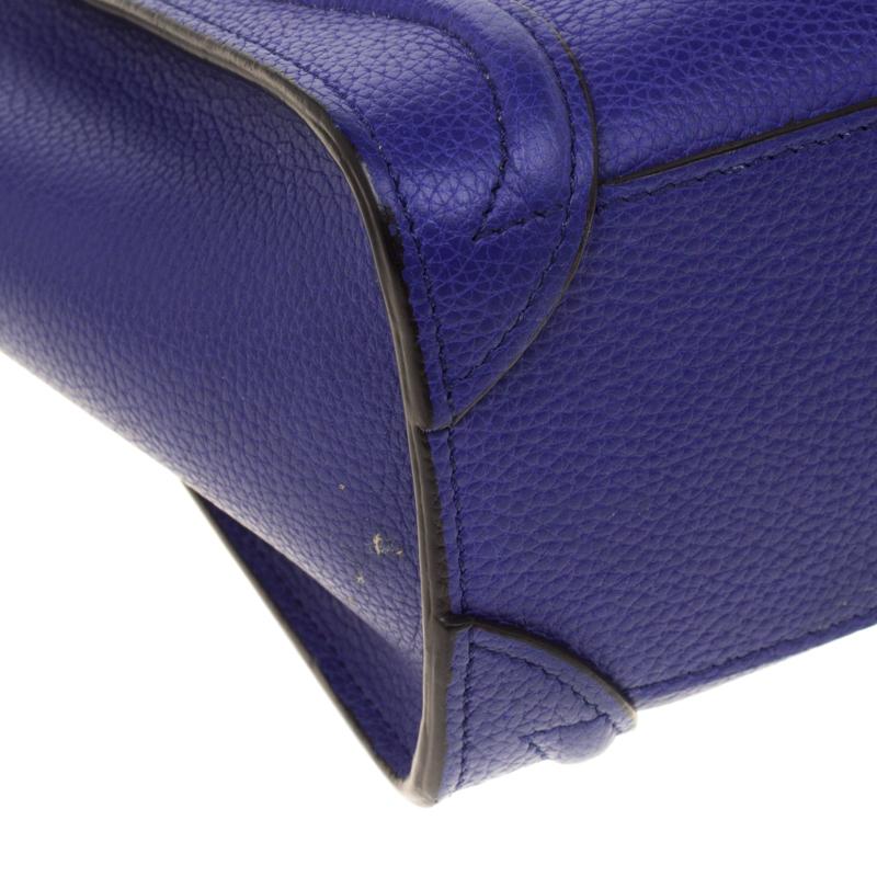Celine Blue Leather Nano Luggage Tote 6