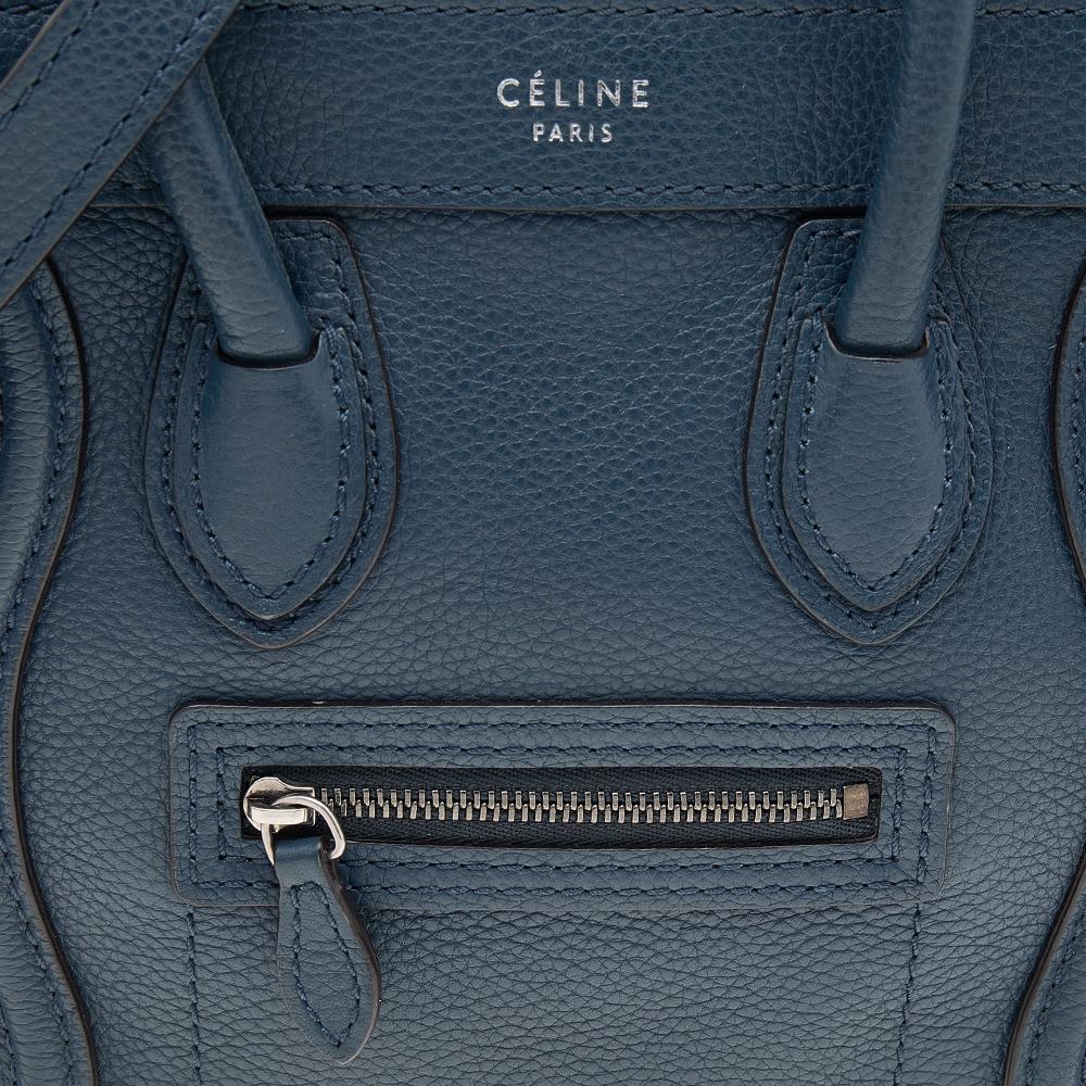 Celine Blue Leather Nano Luggage Tote 4