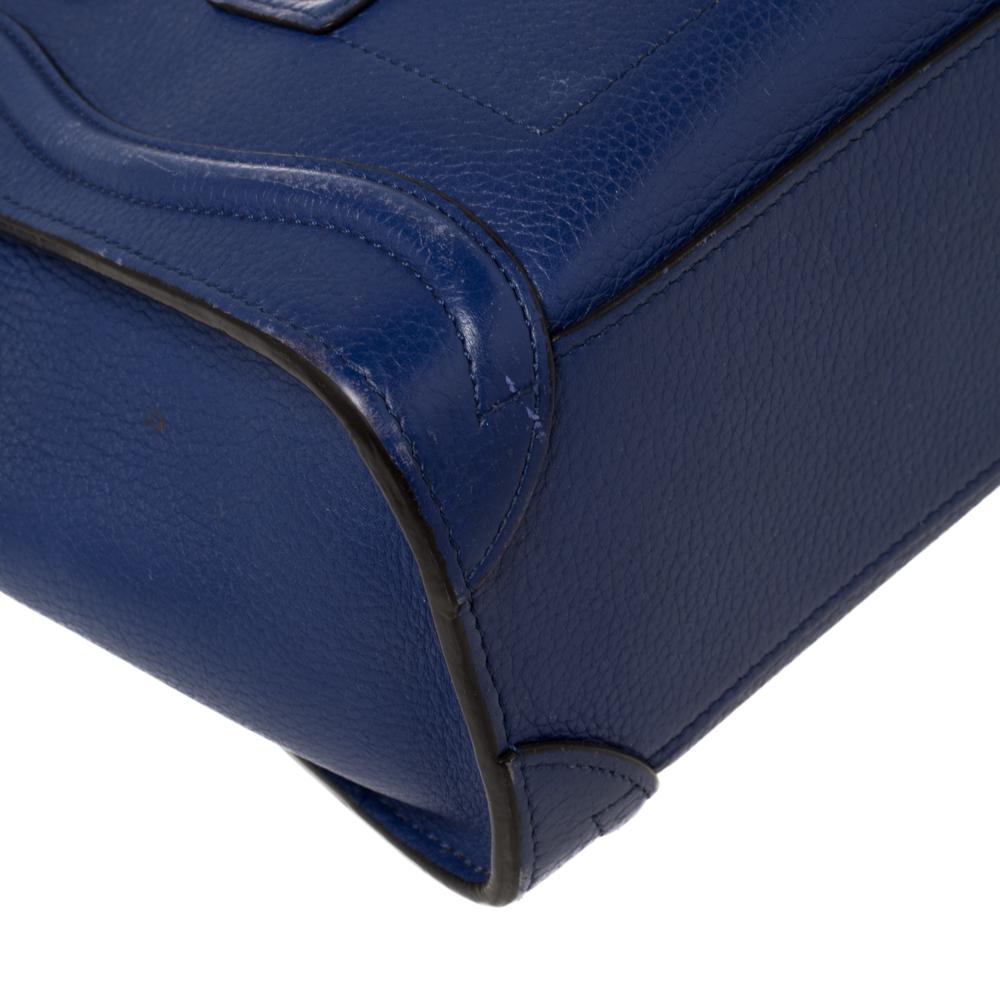 Céline Blue Leather Nano Luggage Tote 7