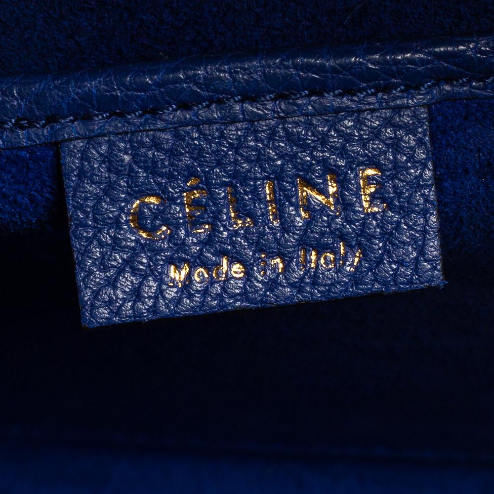 Celine Blue Leather Nano Luggage Tote 7