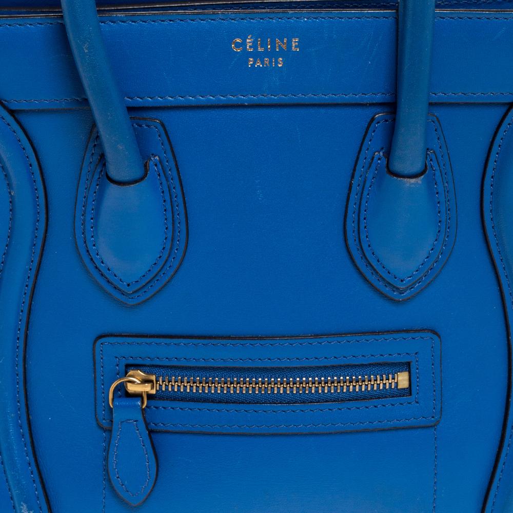Celine Blue Leather Nano Luggage Tote 5