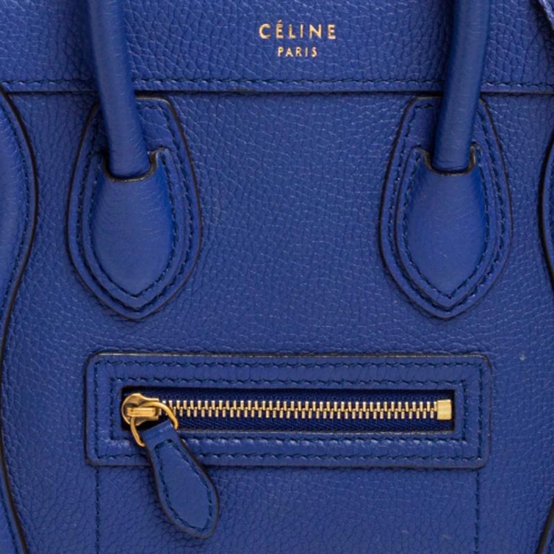 Céline Blue Leather Nano Luggage Tote 8