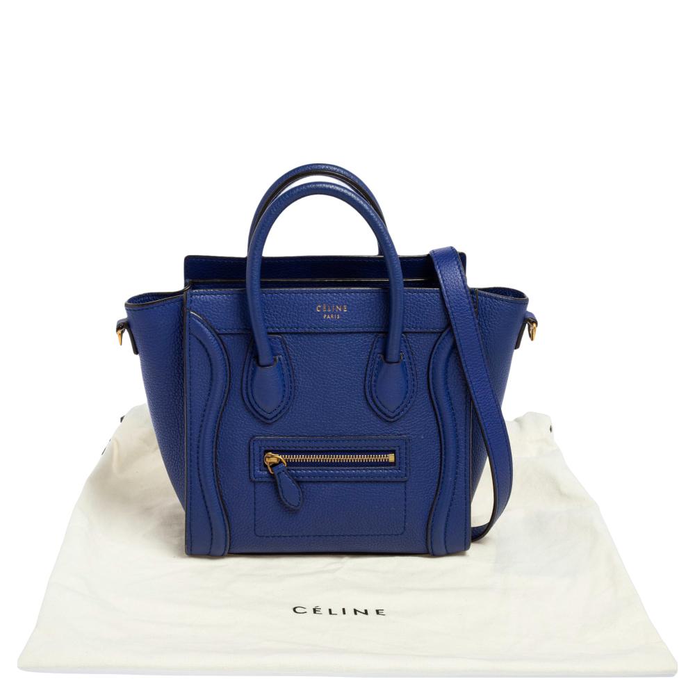 Céline Blue Leather Nano Luggage Tote 9