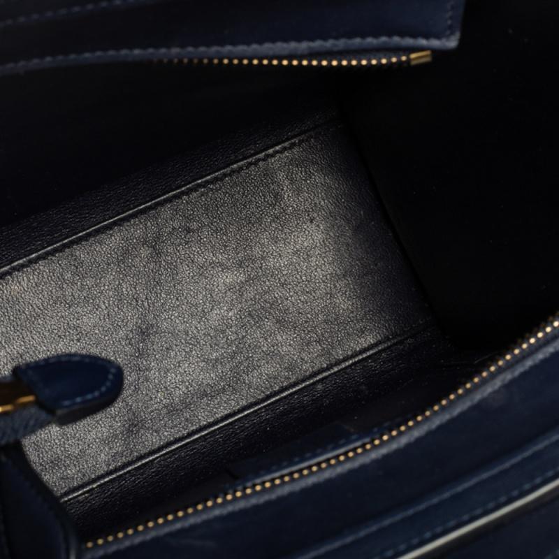 Celine Blue Leather Nano Luggage Tote 9