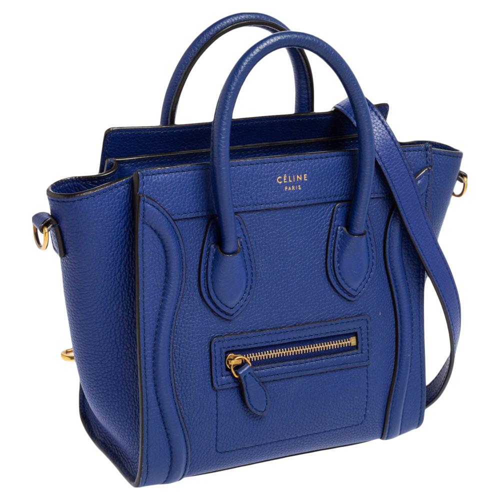 Women's Céline Blue Leather Nano Luggage Tote