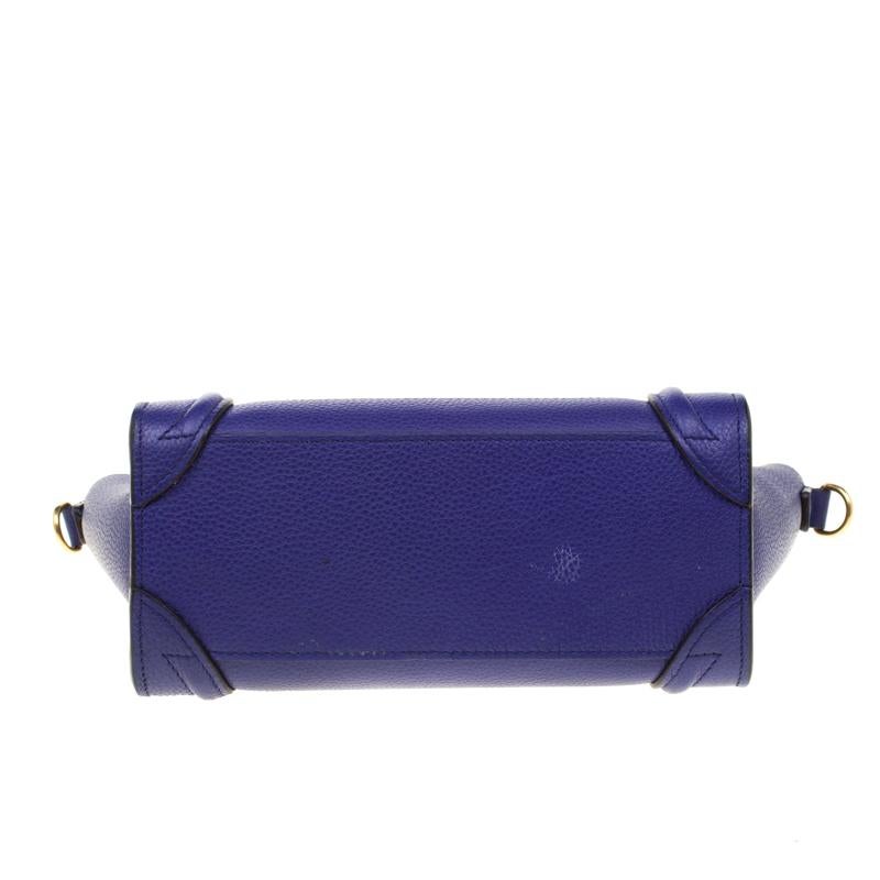 Celine Blue Leather Nano Luggage Tote 1