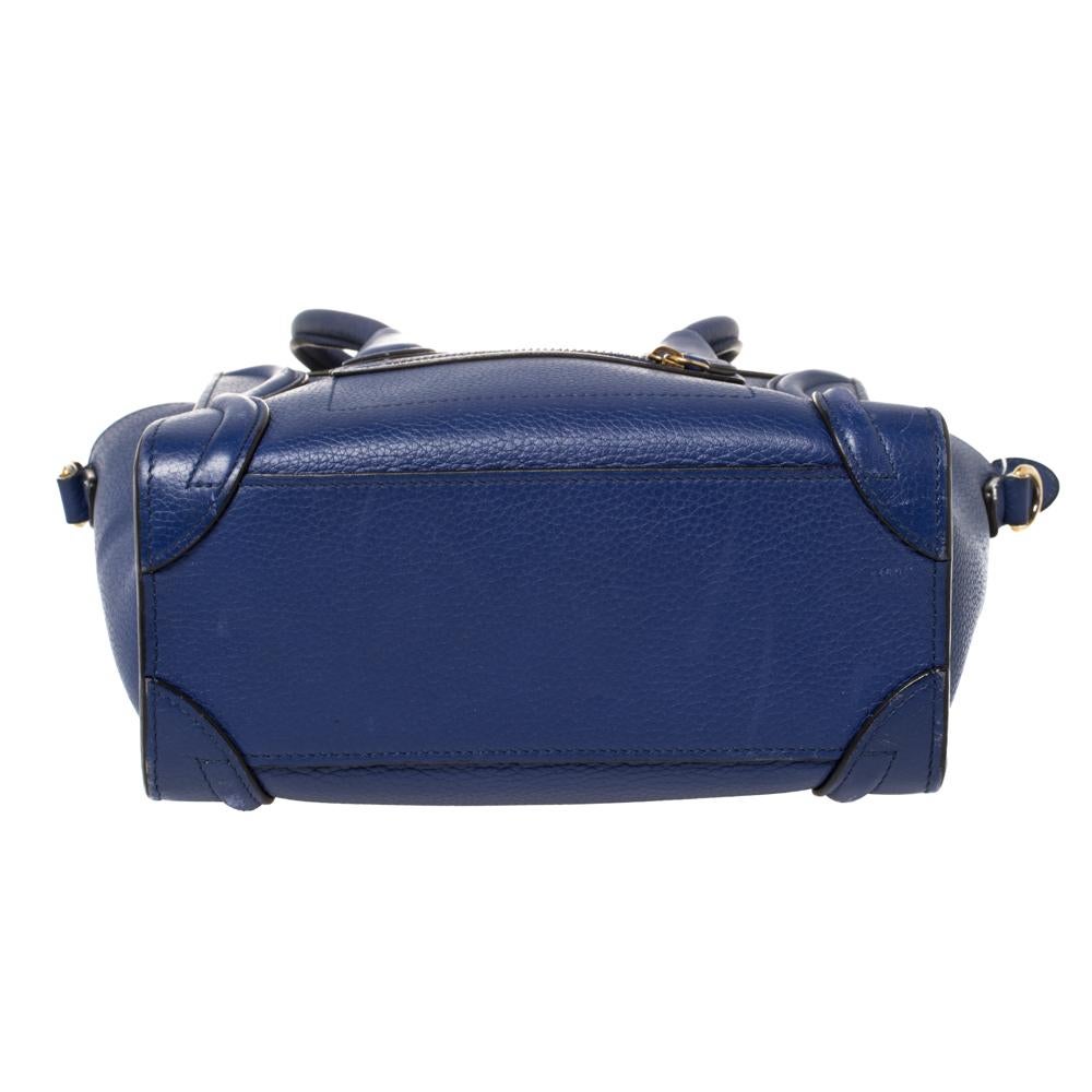 Céline Blue Leather Nano Luggage Tote 1
