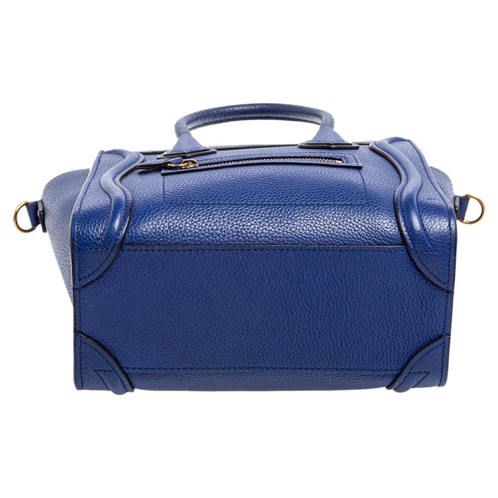 Celine Blue Leather Nano Luggage Tote 1