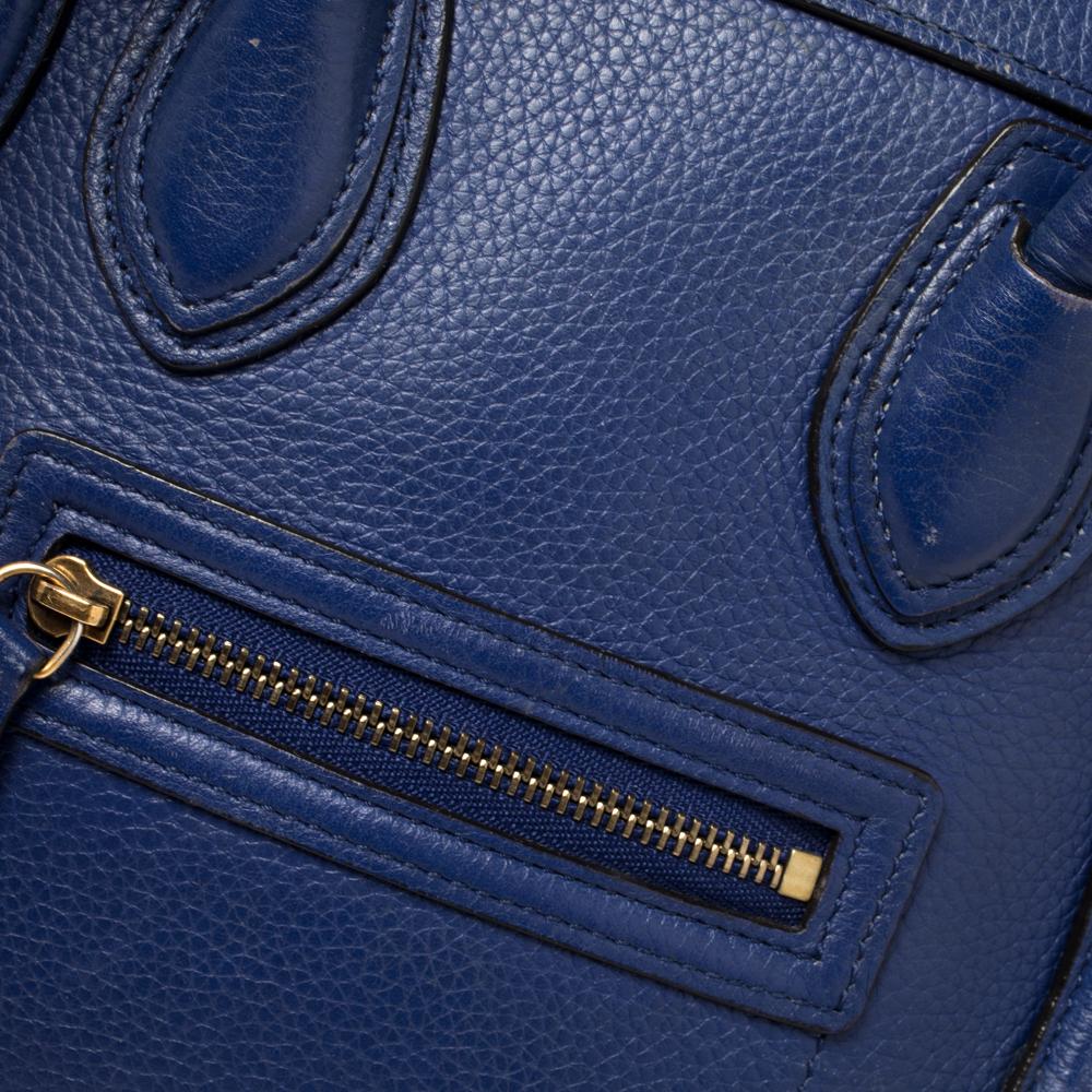 Céline Blue Leather Nano Luggage Tote 2