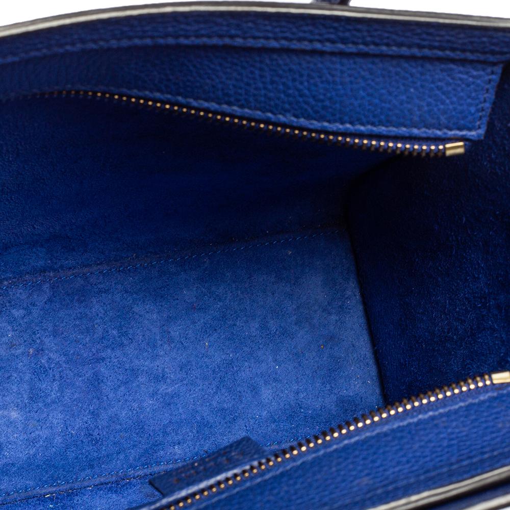 Celine Blue Leather Nano Luggage Tote 2