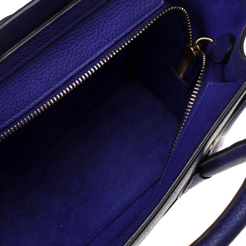 Celine Blue Leather Nano Luggage Tote 3
