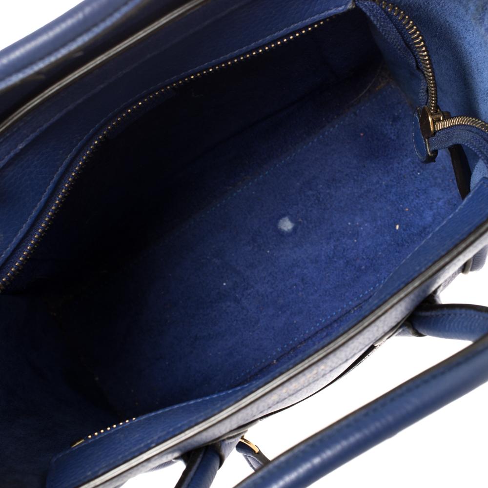 Céline Blue Leather Nano Luggage Tote 3
