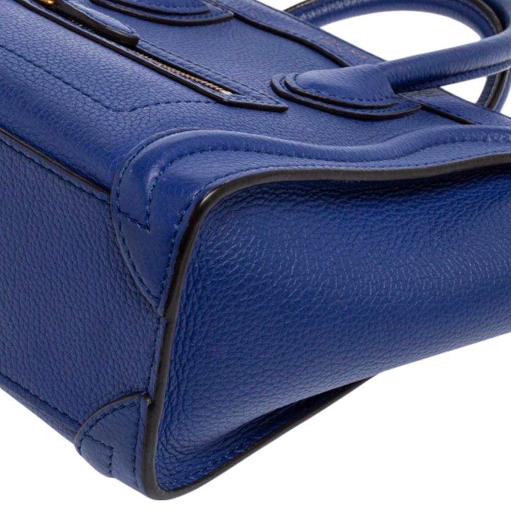 Céline Blue Leather Nano Luggage Tote 3