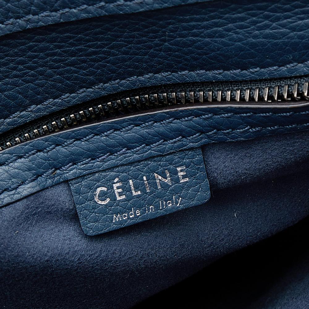 Celine Blue Leather Nano Luggage Tote 2