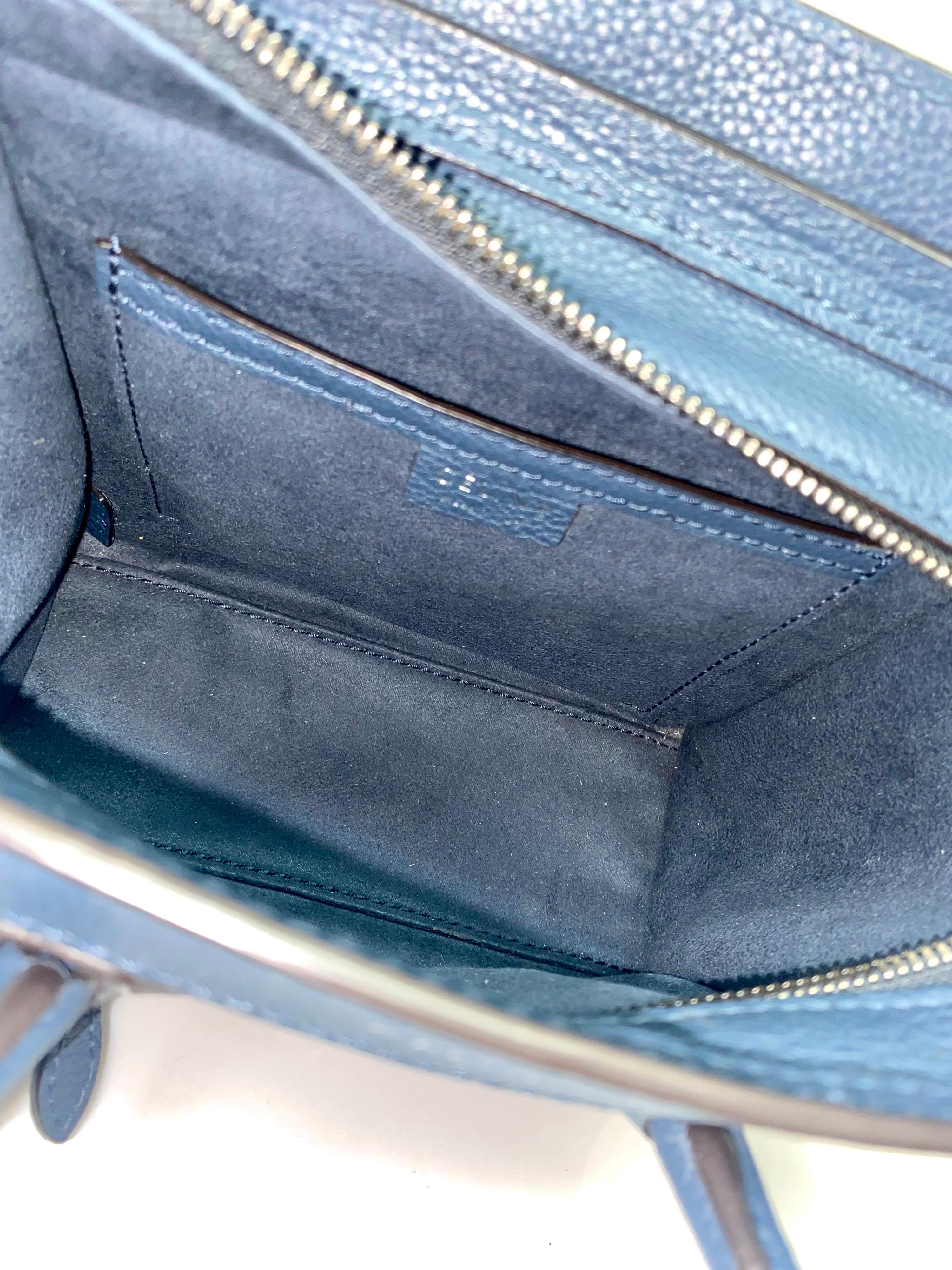 Céline Blue Leather Nano Luggage Tote 2