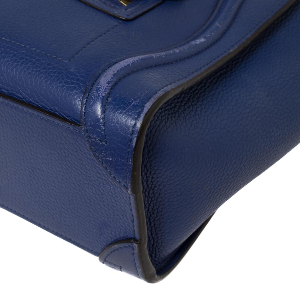 Céline Blue Leather Nano Luggage Tote 5