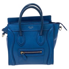 Céline Blue Leather Nano Luggage Tote