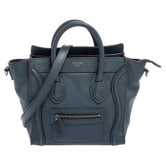 Céline Blue Leather Nano Luggage Tote