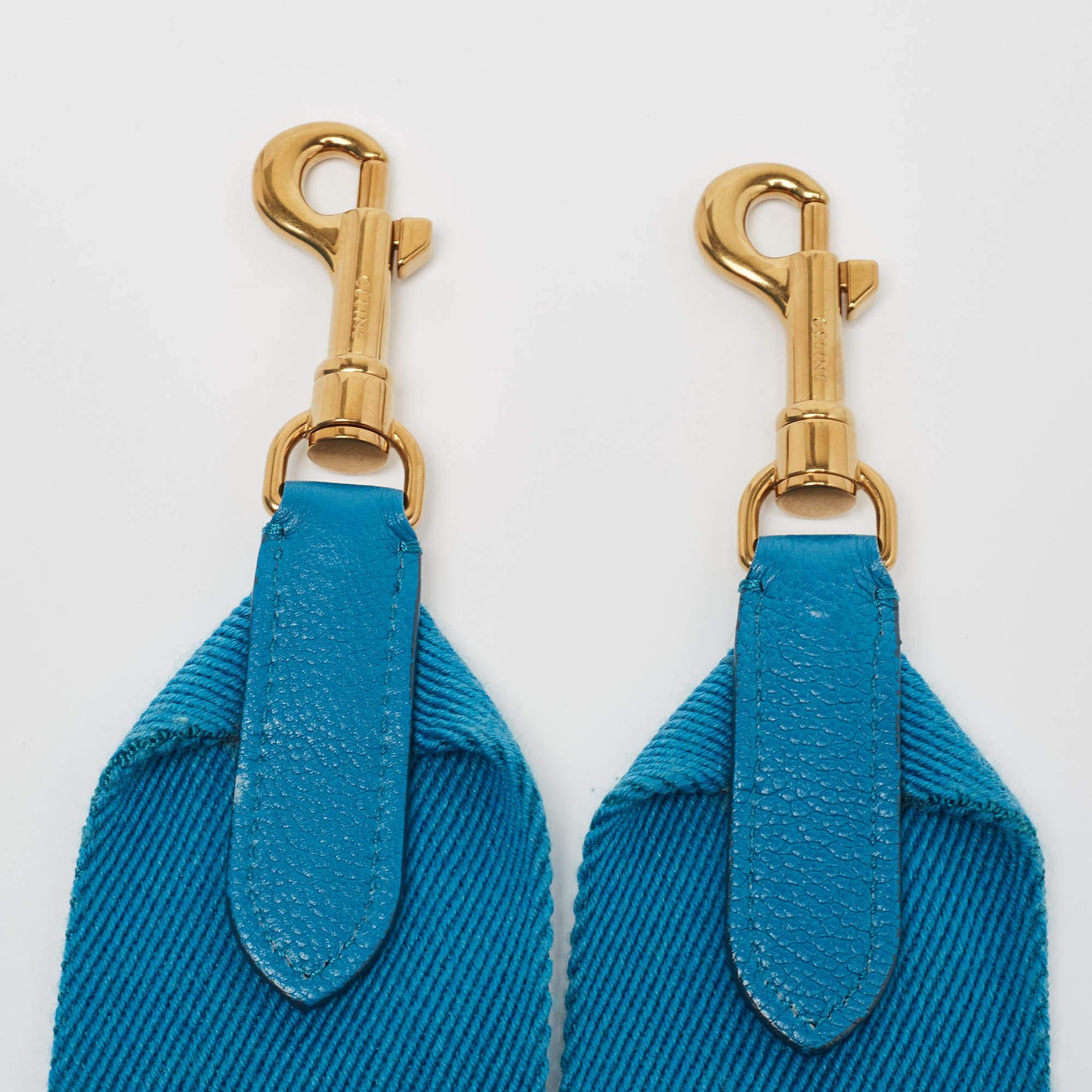 Celine Blue Leather Small Sangle Bucket Bag 2