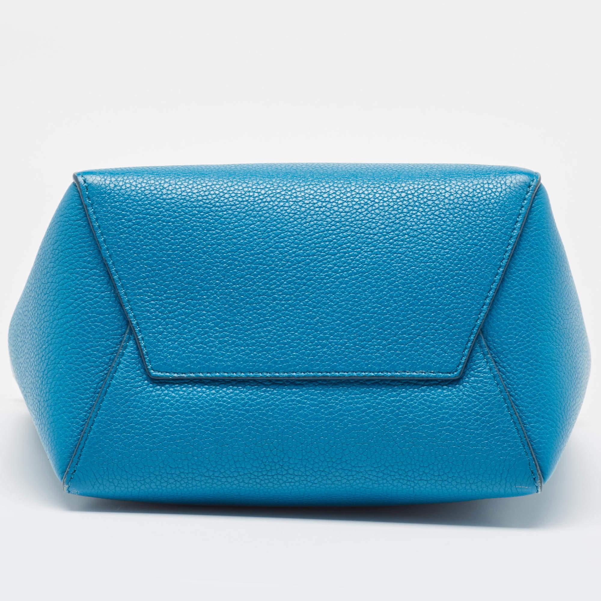 Celine Blue Leather Small Sangle Bucket Bag 3