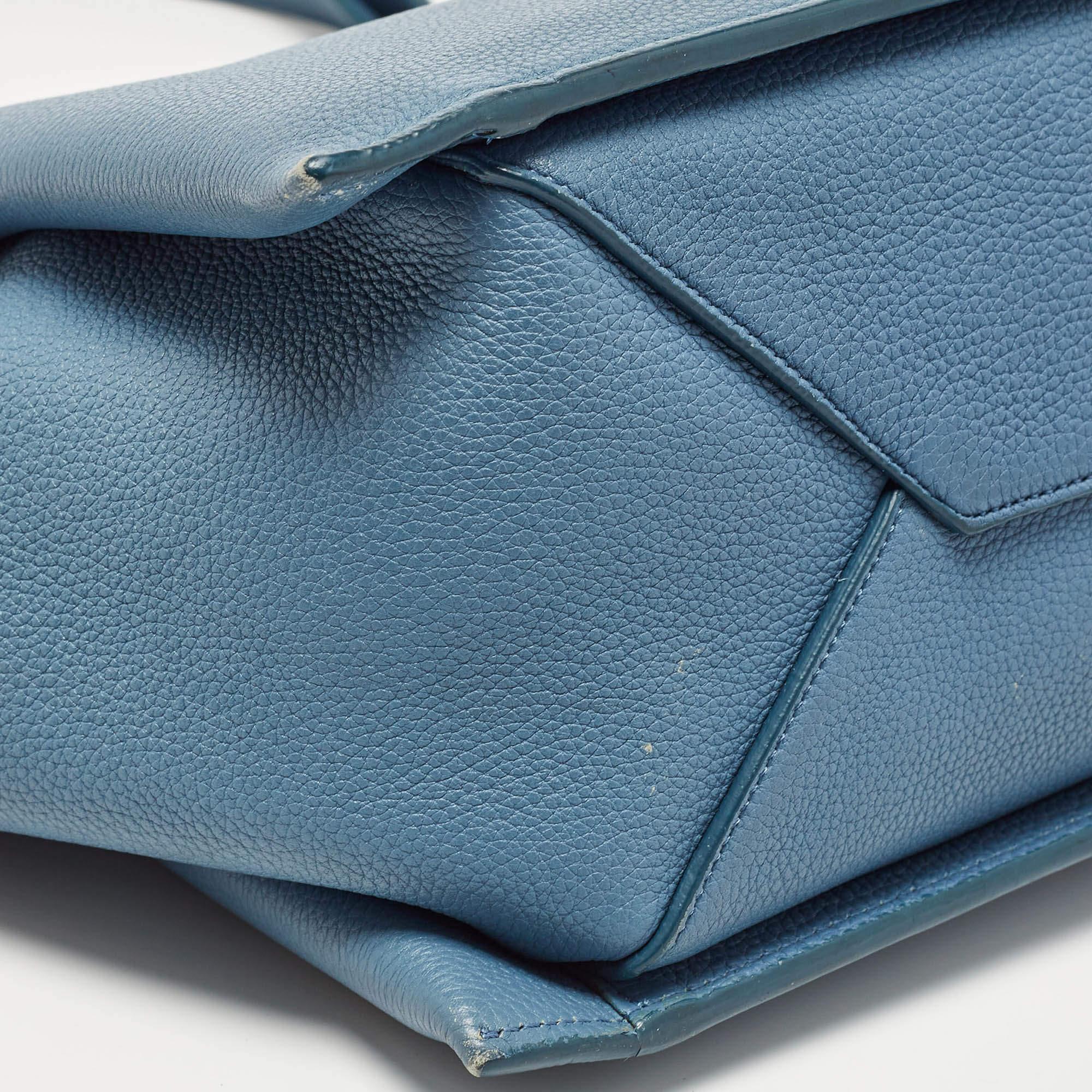 Celine Blue Leather Small Tri-Fold Tote 6