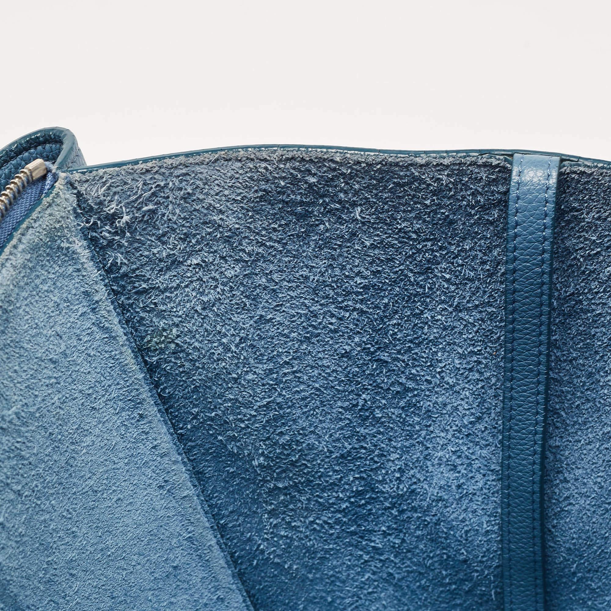 Celine Blue Leather Small Tri-Fold Tote 11