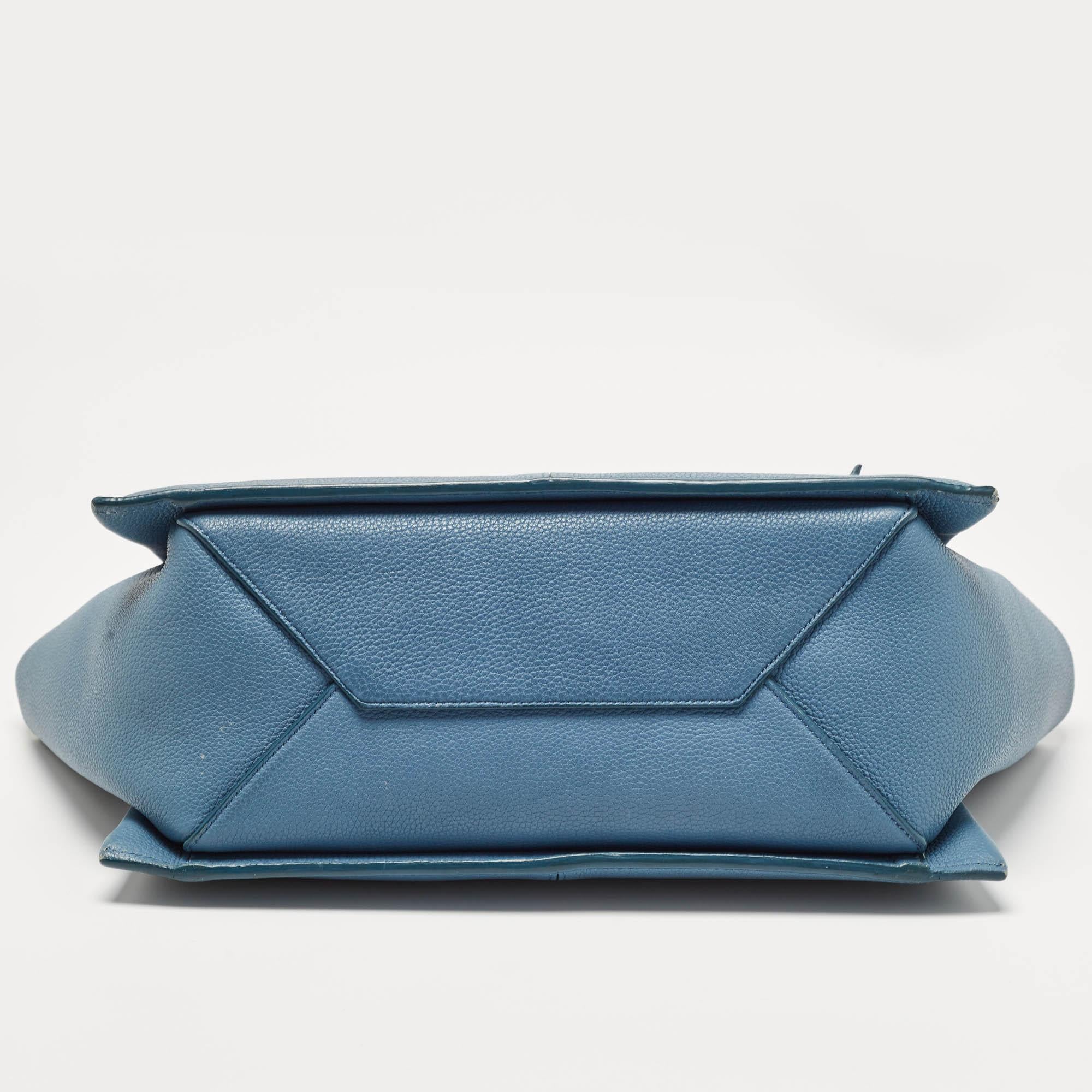 Celine Blue Leather Small Tri-Fold Tote 1