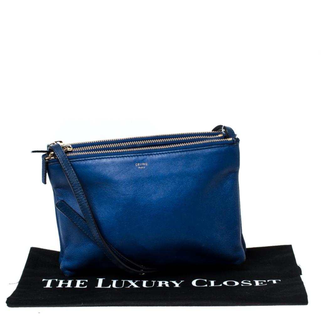 Celine Blue Leather Small Trio Crossbody Bag 7
