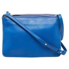 Celine Blue Leather Small Trio Crossbody Bag