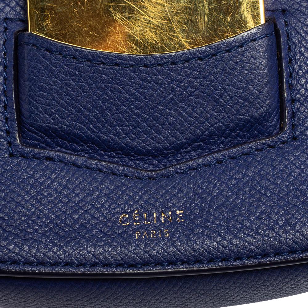 Celine Blue Leather Small Trotteur Crossbody Bag In Good Condition In Dubai, Al Qouz 2