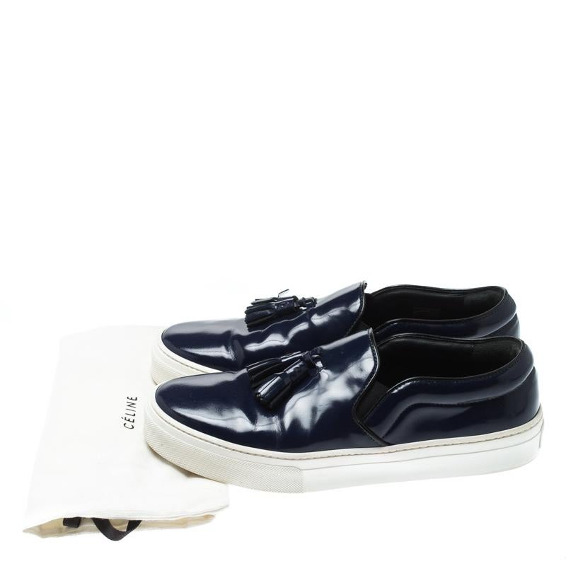 Celine Blue Leather Tassel Slip On Sneakers Size 38 1
