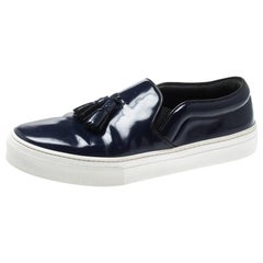 Celine Blue Leather Tassel Slip On Sneakers Size 38