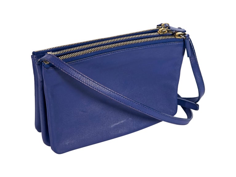 Celine Blue Leather Trio Crossbody Bag For Sale at 1stDibs