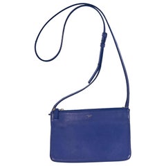 Celine Blue Leather Trio Crossbody Bag