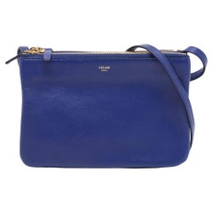 Celine Blue Leather Trio Crossbody Bag