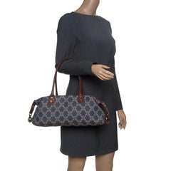 Celine Blue Macadam Denim and Leather Satchel