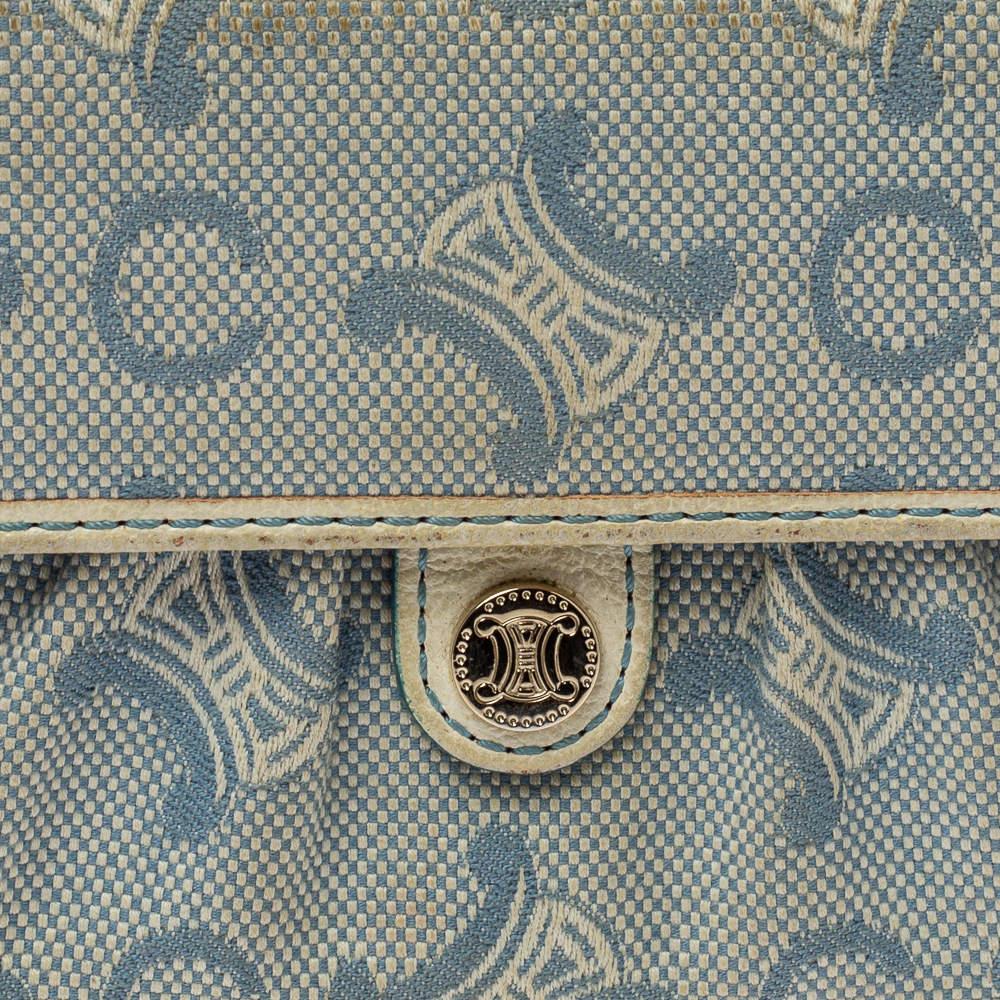 Women's Celine Blue Macadam Denim and Leather Trim Continental Wallet