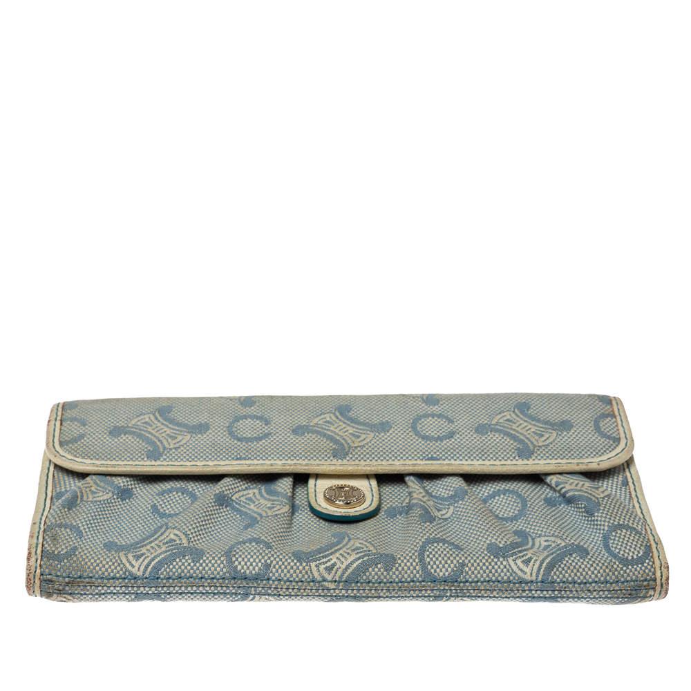 Celine Blue Macadam Denim and Leather Trim Continental Wallet 1