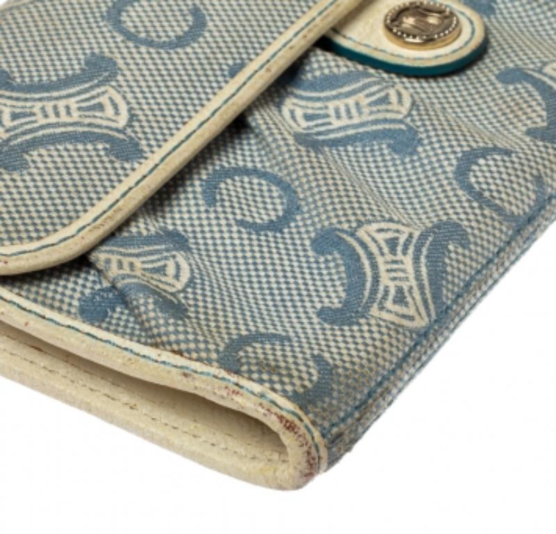 Celine Blau Macadam Denim und Leder Trim Continental Brieftasche im Angebot 1