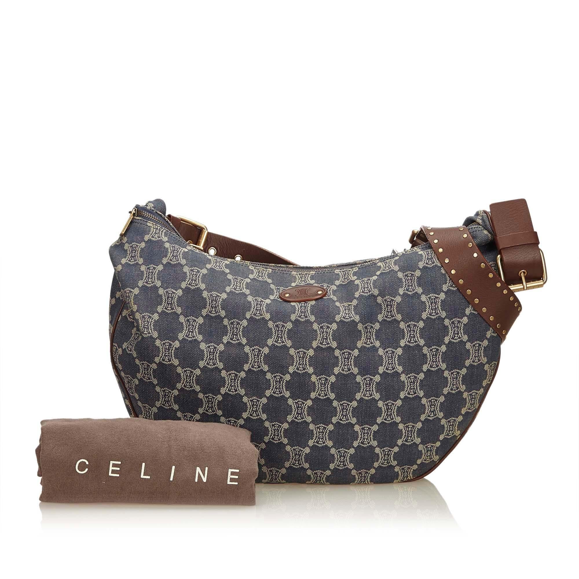 Celine Blue Macadam Denim Shoulder Bag 5