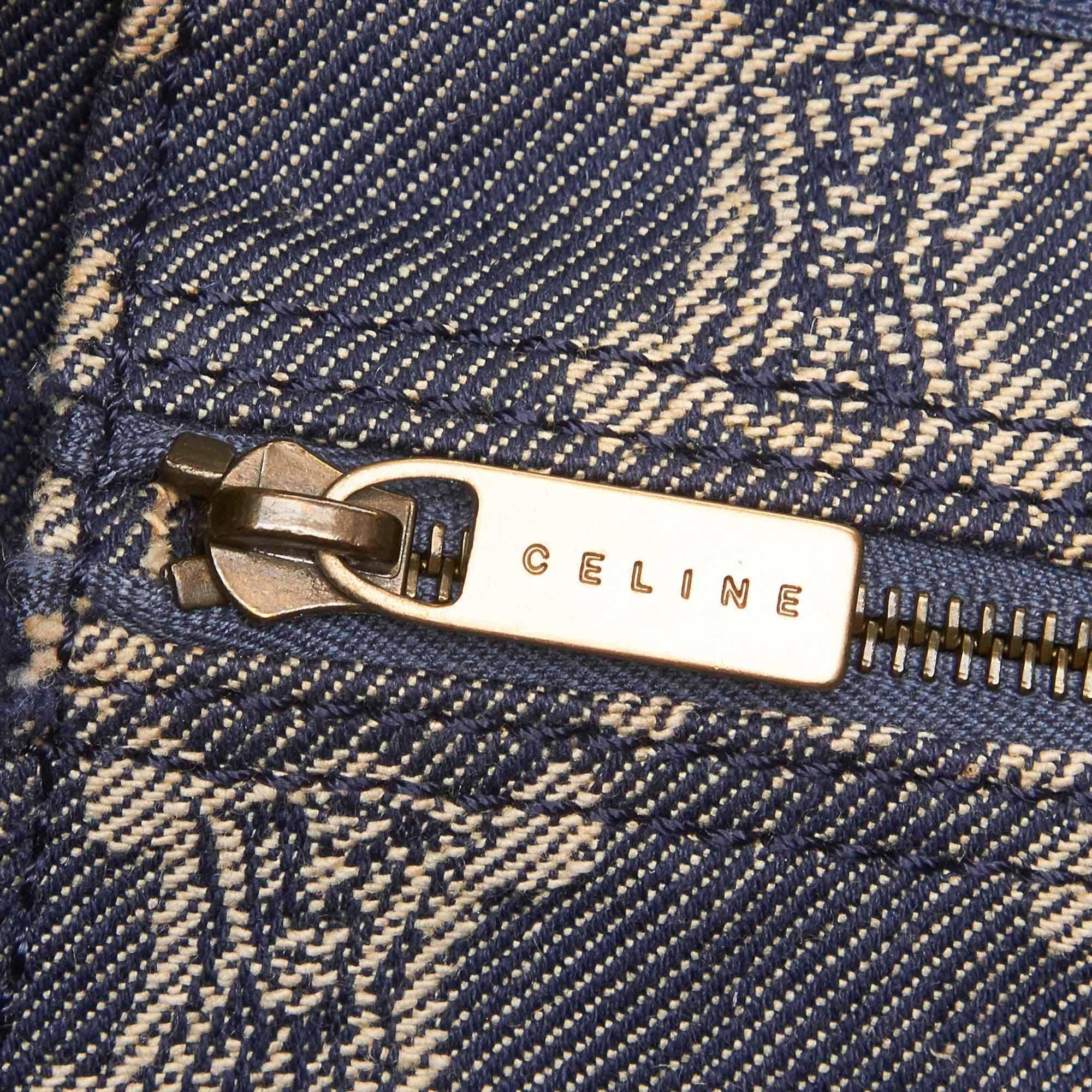 Celine Blue Macadam Denim Shoulder Bag 3