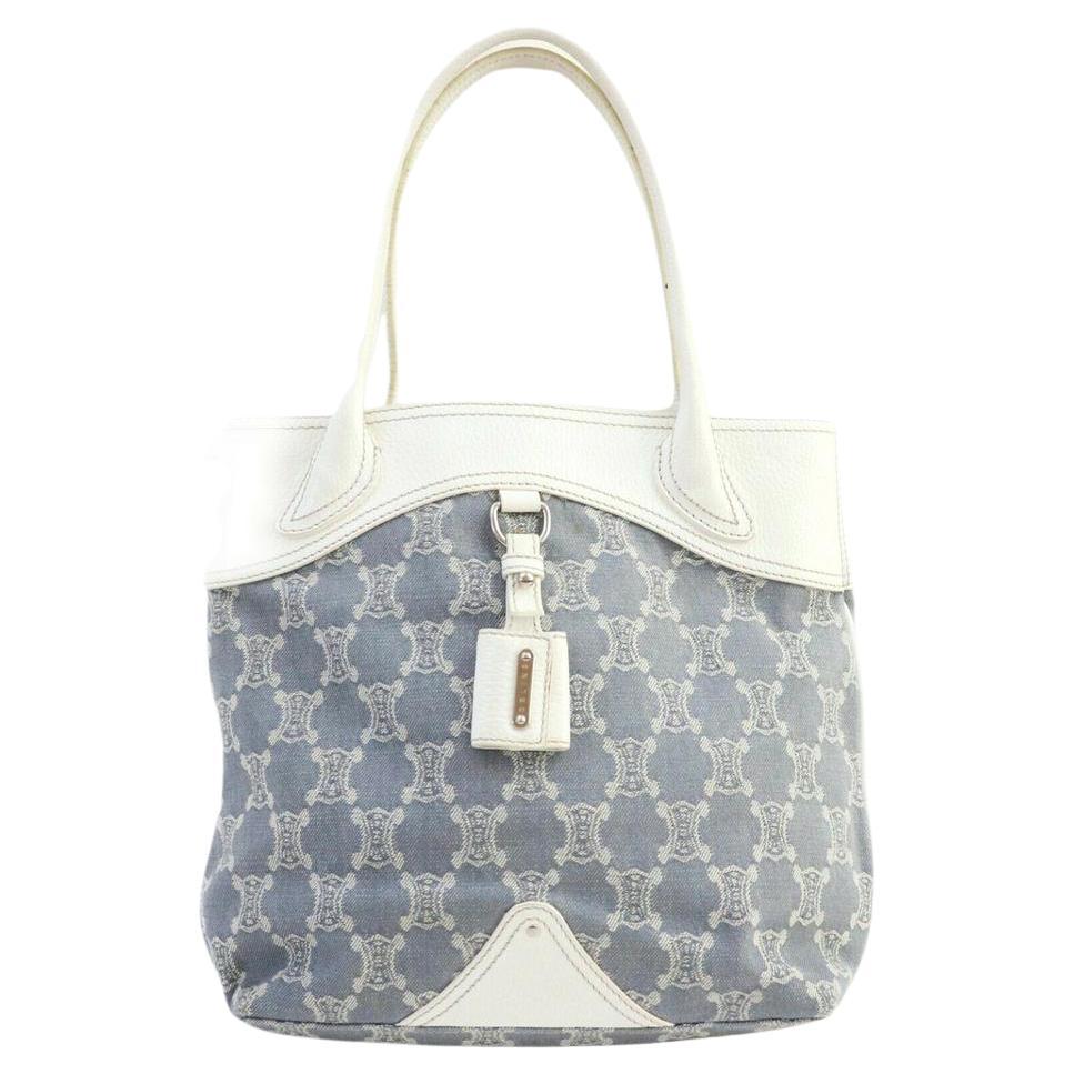 Celine Micro Luggage Light Taupe Calfskin Tote Handbag with Blue Piping ...