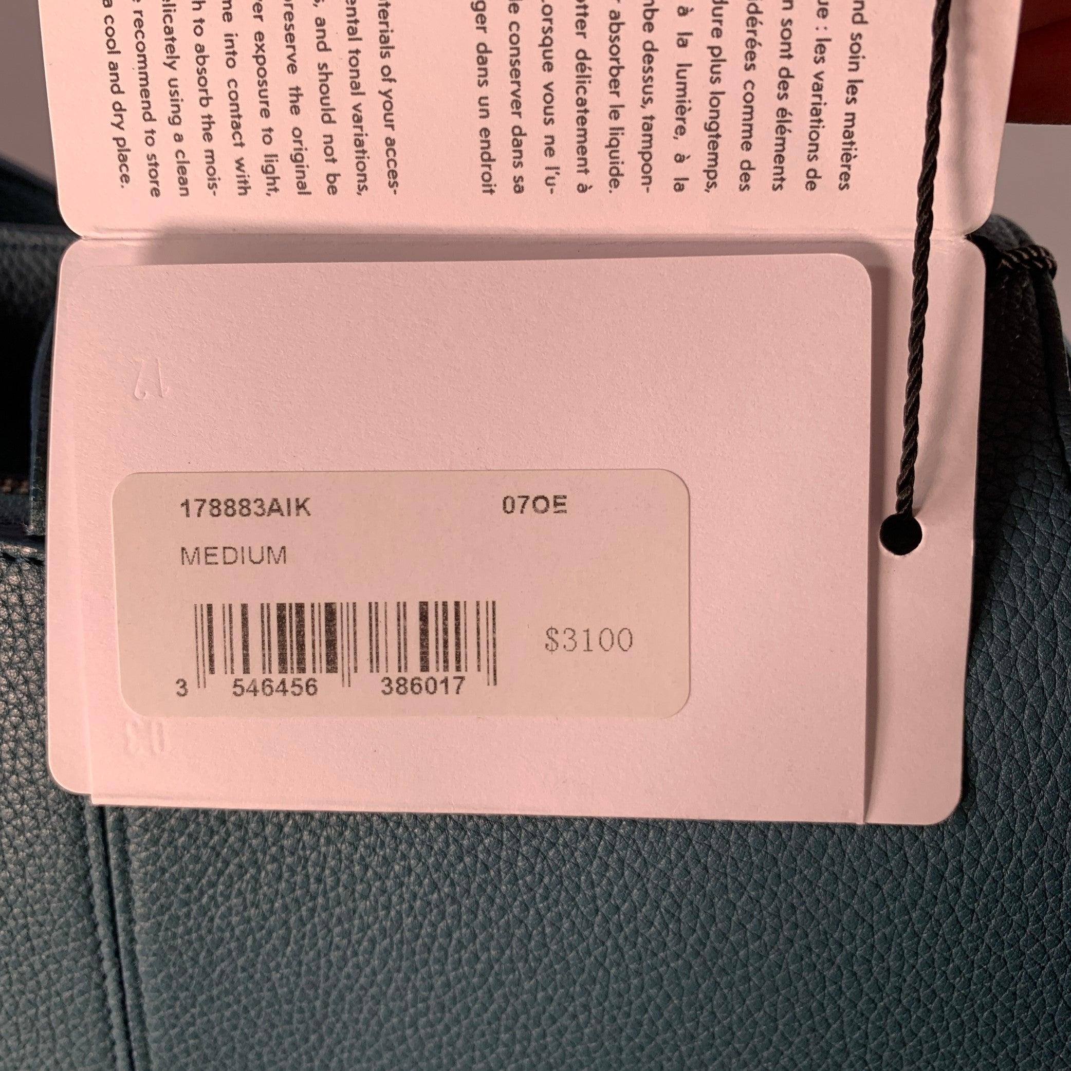 CELINE Bolso Tote Trifold Mediano de Piel de Grano de Guijarro Azul en venta 5
