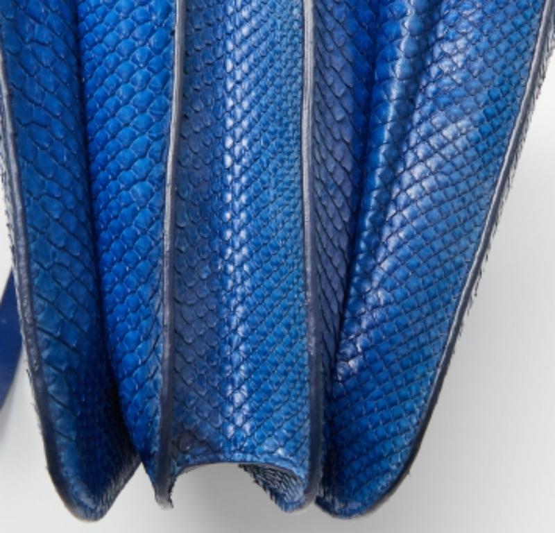Women's Celine Blue Python Large Classic Box Shoulder Bag For Sale