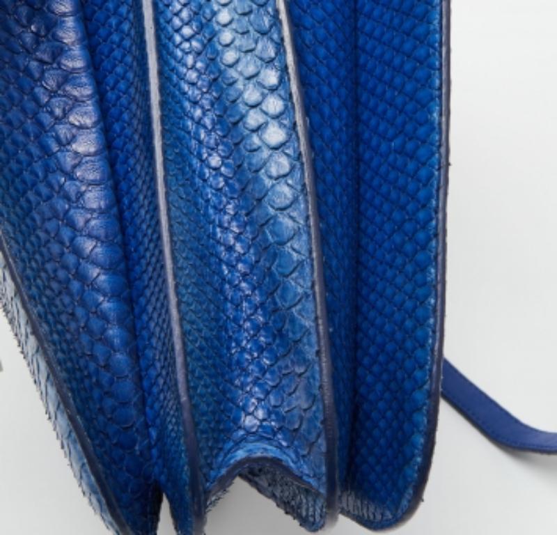 Celine Blue Python Large Classic Box Shoulder Bag For Sale 1