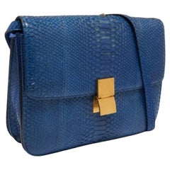 Celine Blue Python Large Classic Box Shoulder Bag