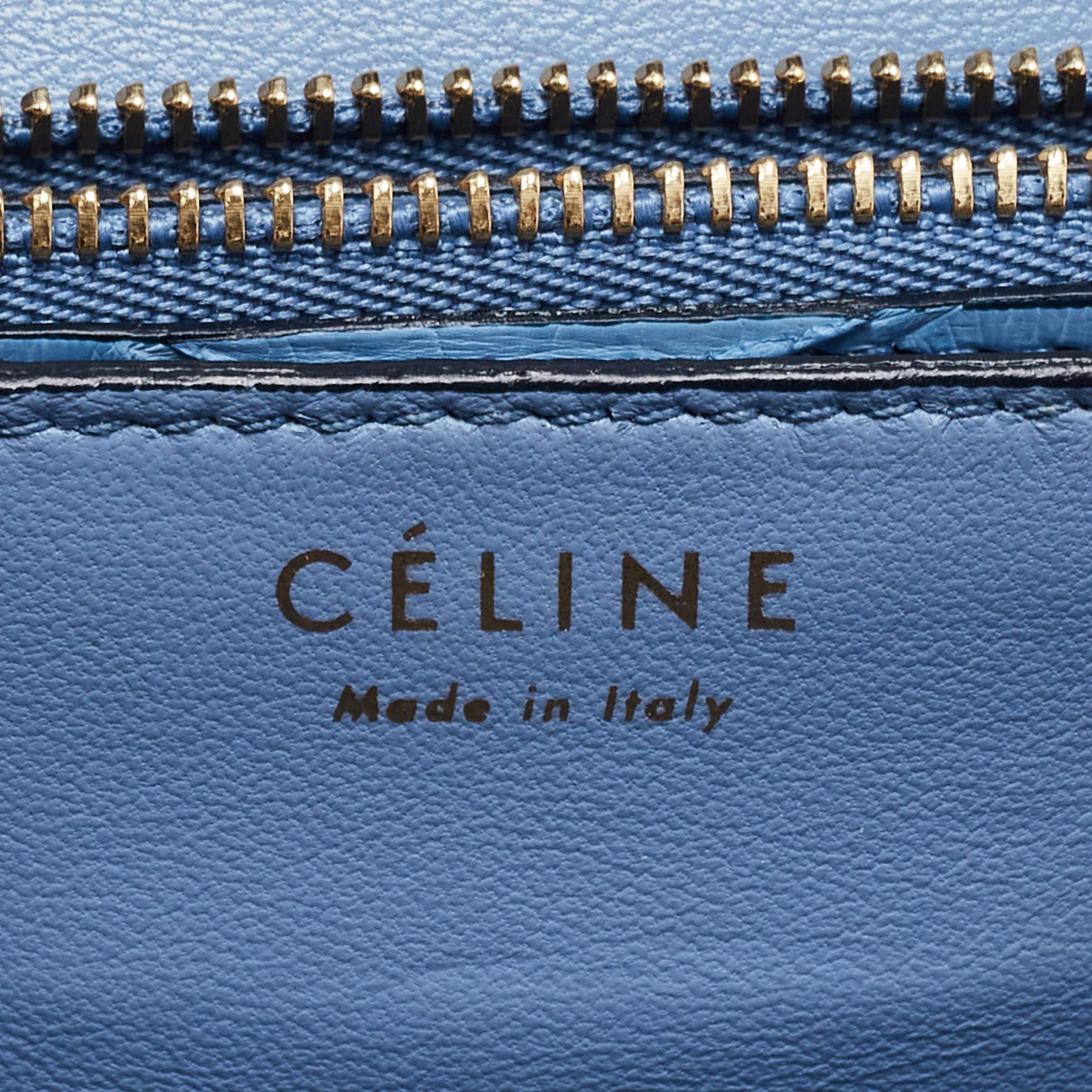 Celine Blue Python Medium Classic Box Bag For Sale 5